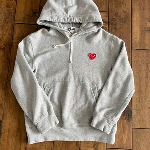 Comme des Garcons Gray Hoodie with Red Heart